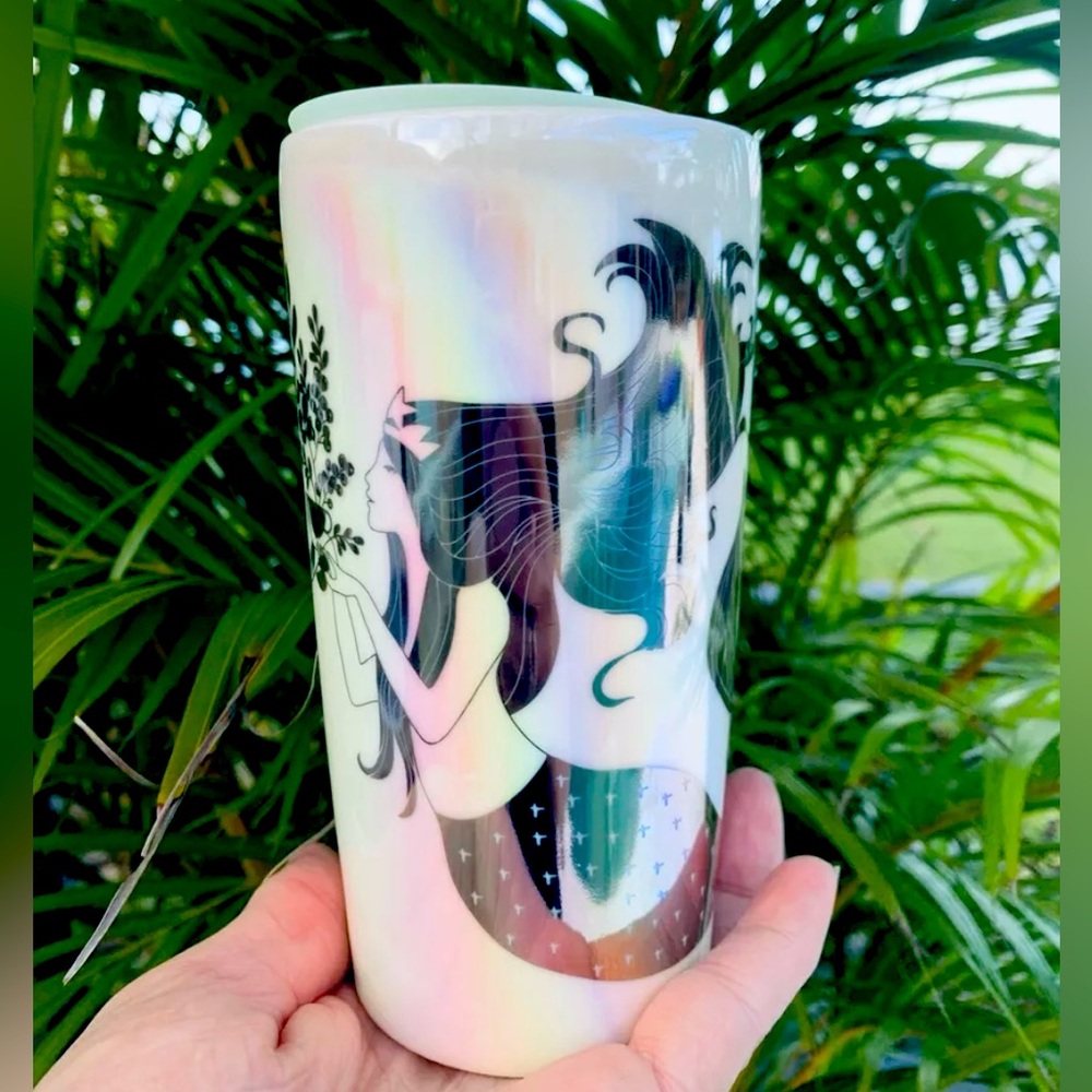 Starbucks Siren Iridescent Ceramic Cup Pearlized Mermaid Tumbler Mug 12oz NWT